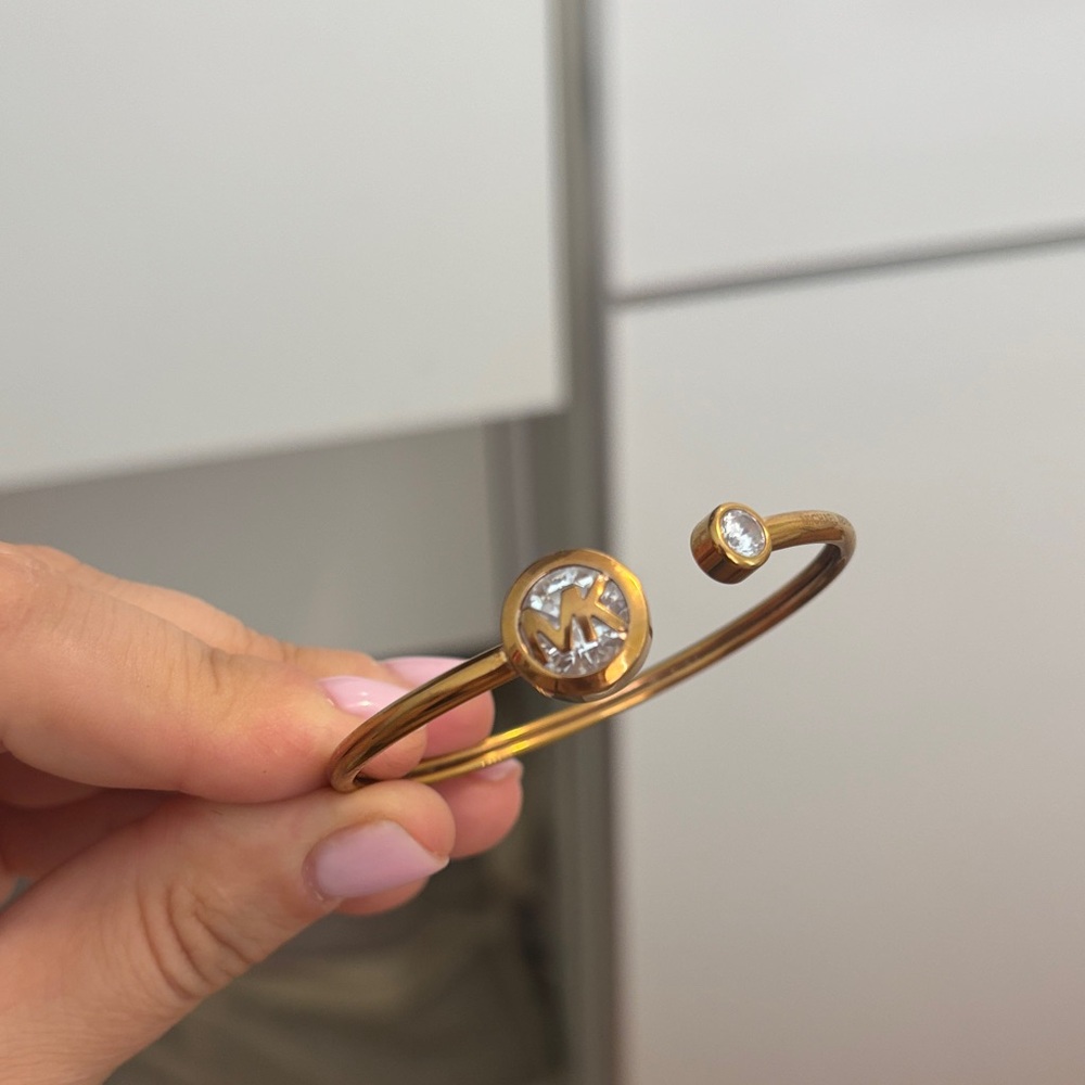 MK  Bangle Bracelet with Crystal Accents